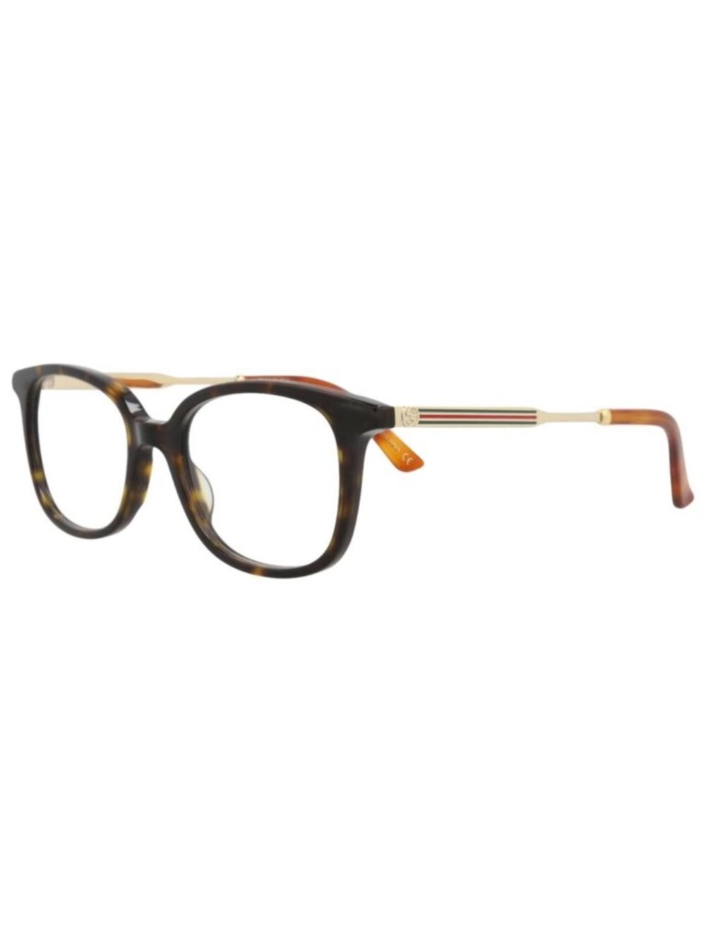New Gucci Womens Square/Rectangle Havana Gold Transparent Fashion Designer Eyegl